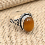 Tiger's Eye kalliskivist k&auml;sitsi valmistatud 925 t&auml;ish&otilde;bedast ehtes&otilde;rmus naistele 4 kollane