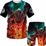 Meeste T-s&auml;rk ja l&uuml;hikesed p&uuml;ksid, 3D-prindiga Vintage Dragon Print t&auml;navar&otilde;ivad, kvaliteetne kaheosaline suvekomplekt XXXL