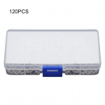 120 tk. Assortii 1,5 2 3 4 5 6 7 8 9 10 mm roostevabast terasest E-klambrite komplekt