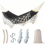 Double Macrame v&otilde;rkkiik Kahe inimese kiikvoodi Beach Yardi magamistoa sise&otilde;uele must