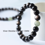 Naturaalsest mustast obsidiaanikivist k&auml;ev&otilde;ru, naised, mehed, edendavad vereringet, l&otilde;dvestavad &auml;revust, kaalulangus, helmestega k&auml;ev&otilde;rud