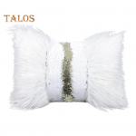 Sequin Long Plush Splicing Throw padjakate Dekoratiivne padjap&uuml;&uuml;r Elutoa diivanvoodi padjap&uuml;&uuml;r heleroheline v&auml;rv