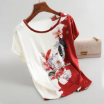 Lilletr&uuml;kiga j&auml;&auml;siidist pluus naiste suvine &uuml;lisuur ema &uuml;laosaga &uuml;mara kaelusega s&auml;rk M sinine