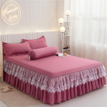 3tk pitsist voodikattega voodi seelik voodipesu voodikattega padjap&uuml;&uuml;ri komplekt harjatud mikrokiust volangidega voodi seelik (Lina +2 padjap&uuml;&uuml;ri) 120&times;200cm 3PCS