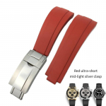 20 mm kvaliteetsest kummist kellarihm Role Daytona GMT Submariner GMT OYSTERFLEX must k&auml;ev&otilde;ru veekindel kellarihm Red ultra-short 20mm with logo&rose clasp