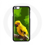 Coque Iphone 5 Oiseaux de Perruches jaune Fond Vert