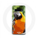 &Uuml;mbris Samsung Galaxy S10 Macaws Parrot Orange Green jaoks