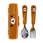 Rilakkuma Cutie lusikakahvli korpuse komplekt, pruun, lusikas + kahvel + &uuml;mbris brown
