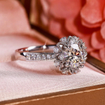 BELLA BOX 2-karaadine kaheksa kaheksa kaheksa noolega plaadistus Pt950 r&uuml;hm t&auml;ispuuri simulatsiooniga Imporditud Mosoni emane teemants&otilde;rmus Adjustable Opening valge