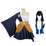 Hashibira Inosuke Cosplay Kost&uuml;&uuml;mid Anime Demon Slayer Naiste komplektid Seelik Parukas Neitsikomplektid Kimetsu No Yaiba T&uuml;drukute Halloweeni Kost&uuml;&uuml;m M-(Costume+Wig) black