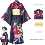 Anime Demon Slayer Kimetsu no Yaiba Cosplay Kost&uuml;&uuml;m Tamayo &Uuml;htne Kimono Cosplay Kost&uuml;&uuml;mid Halloweeni Karnivali Peo Naiste &Uuml;likond L