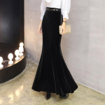 Naiste naiste Velvet Fishtail Merineitsi seelik pikk Maxi Bodycon Black Vintage XL veinipunane v&auml;rv