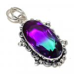 Natural Bi-Color Tourmaline Gemstone 925 Sterling Silver Pendant 2.36 p1l79
