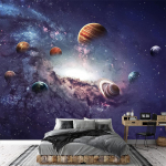 Planetsi eemaldatav seinatapeet P&auml;ikeses&uuml;steemi suur tapeet elutoale s&ouml;&ouml;gitoa magamistoa seinamaalingule 200 cm(W) x 140 cm(H)