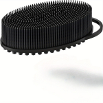 Kahepoolne konksuga massaaživannihari, pehmete harjastega mugav vannit&ouml;&ouml;riist, silikoon&scaron;ampoon ja vannihari must