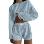 2 tk/komplekt naiste top l&uuml;hikesed p&uuml;ksid, &otilde;&otilde;nsad, elastsed v&ouml;&ouml;kohad lahtised pikad varrukad O kael, &otilde;huke S helesinine v&auml;rv