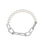 H&otilde;betatud messingist k&auml;ev&otilde;ru Me Pearl Chain Link K&auml;ev&otilde;rud naistele Peened kingituseks m&otilde;eldud ehted, mis sobivad Charms 2022 New Me kollektsiooni CBP02518.5 - 19cm