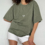 Roosa Puuvillane T-s&auml;rk Naistele Happega Pestaud T-s&auml;rk Unisex Vintage &Uuml;le suuruse T-s&auml;rk Y2k Vabaaja &Uuml;laosa Tee Naiste R&otilde;ivad L roheline