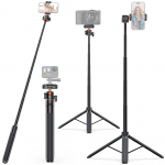 VRIG TP-16 140 cm/55 tolli Selfie Stick statiivi alus painduva kuulpeaga telefonihoidjaga 1/4 tolli kruvi must