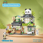 Loz Bear Coffee Shop Panda Teemaja Teemaja Kokkupandav t&auml;navavaade Rahvuslik mood V&auml;ikeste osakestega ehitusplokid NO BOX