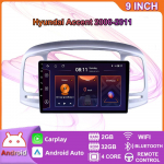 Autoraadio Hyundai Accent 2006-2011 jaoks 2 DIN 9 tolli Carplay Android Auto Multimeediam&auml;ngija GPS Navigatsioonis&uuml;steem Peaseade Stereo 2+32GB