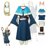 Anime Delicious in Dungeon Marcille Donato Cosplay Kost&uuml;&uuml;mid Parukas Kleit Juuksenlad &Uuml;likond Halloween Rollim&auml;ngu Rekvisiit Sobib T&uuml;drukutele L-(Costume+Wig)
