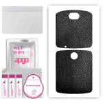 apgo Protective Skin Sticker for the back compatible with Motorola Razr 5G, Wrap Film, Foil, Vinyl - Pattern Black Leather