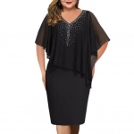 Naiste suures suuruses elegantsed kleidid pidulikul pidulikul pidulikul peol Midi kleit. 5XL must