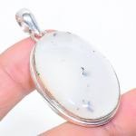 Natural Dendrite Opal Gemstone 925 Sterling Silver Gift Pendant 2.01 h3u43