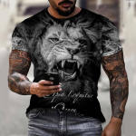 Meeste T-s&auml;rgid Fashion 2022 Uus suvine 3D-printimine Loom L&otilde;vi Street Personality Metsik Lahtine Suurem&otilde;&otilde;tmeline Must Top O Kaelarihm S
