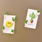 Cactus K&uuml;lmkapi kleebised Rohelised taimed Magnetpandlaga Magnetkleebised 6 PC valge