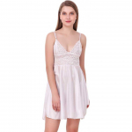 Ladysta Naiste &Uuml;hev&auml;rviline Satiinist Babydoll &Ouml;&ouml;riie &Uuml;ks Suurus (SML) Freesize (S M L) valge
