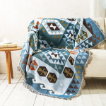 Boheemlaslik kootud tekk diivanvoodile, dekoratiivne tekk, piknikutekk, kahepoolne boheemlaslik diivanikate, tutiga visketekk 130x160cm