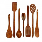 7 puidust lusika ja spaatliga komplekt toiduvalmistamiseks, elegantsed, m&uuml;&uuml;davad ja mittenakkuvad k&ouml;&ouml;gitarbed koduseks kasutamiseks ja k&ouml;&ouml;gisisustamiseks