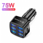 USLION 6 porti USB autolaadija 75W kiire 15A minikiirlaadimine iPhone 13 jaoks Xiaomi Huawei mobiiltelefoni laadija adapter autos valge