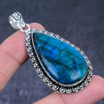 Blue Labradorite Gemstone Handmade 925 Sterling Silver Gift Pendant 2.64 v2m98