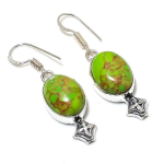 Copper Green Turquoise Gemstone 925 Sterling Silver Jewelry Earring 1.81 f3m96