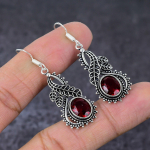Mozambique Garnet Gemstone Handmade 925 Sterling Silver Jewelry Earring 2 v6d61