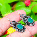 Green Onyx Gemstone Handmade 925 Sterling Silver Jewelry Earring 1.77 q4u68