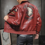 Nahkjakk Meeste S&uuml;gis Uus Euroopa ja Ameerika Punk Casual Trend Tikitud Nahkjakk Noorte Mootorratta jope Meeste Jope Trend M