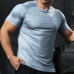 Mehed Kulturismi sukkp&uuml;ksid J&otilde;usaali treeningriided Kvaliteetsed spordikompressioon-T-s&auml;rk &Otilde;ues ronimine Wicking L&uuml;hikeste varrukatega S helesinine v&auml;rv