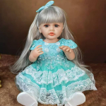 Mood Hallide Juustega Reborn Beebinukk 55 cm T&uuml;druk Kogu Keha Silikoonvin&uuml;&uuml;l Realistlik Printsessi Boneca Reborn M&auml;nguasi &Uuml;likond 3+ Aastastele Lastele S&uuml;nnip&auml;ev J&otilde;ulud Kingitused 22 Inch about 55 cm sinine