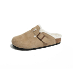 Bokken kingad paksu tallaga pluss karvased puuvillased kingad naiste polsterdatud ja paksendatud lehma nahast lehma seemisnaha pealiskingad karusnahast kingad 35 beige