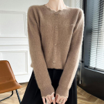 Naiste ka&scaron;miirist sviiter Qinghe ka&scaron;miir 30% ka&scaron;miir 70% vill s&uuml;gis-talvine ka&scaron;miir pullover pehme ja soe L pruun