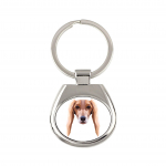 Saluki, Persian Greyhound, Arabian hound, Gazelle hound - geometric keychain with a photo and the inscription Art-Dog