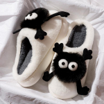 Naiste talvised kodusussid naljakad ja armsad libisemisvastased soojad sussid koomiksiga meeste &uuml;ler&otilde;ivaste paarikingad 36-37 valge