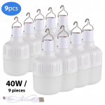 9 tk h&auml;daabipirnid 40 W laetav LED-pirn koos konksuga 5 k&auml;iguga reguleeritav energia 40W 9Pcs valge