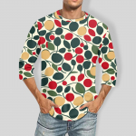 Men's Christmas print Round Neck Three Quarter Sleeve Top T-shirt M kollane