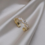 14K t&otilde;eline kullaga kaetud Korea Uus disain Moeehted Square Luksuslik tsirkoon s&otilde;rmus Lihtne naistepeo avamise reguleeritav s&otilde;rmus Resizable valge