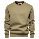 S&uuml;gisene uus &uuml;mmarguse kaelusega aluss&auml;rk trendikas meeste &uuml;hev&auml;rviline pullover basic spordihuppar plaaster peal S